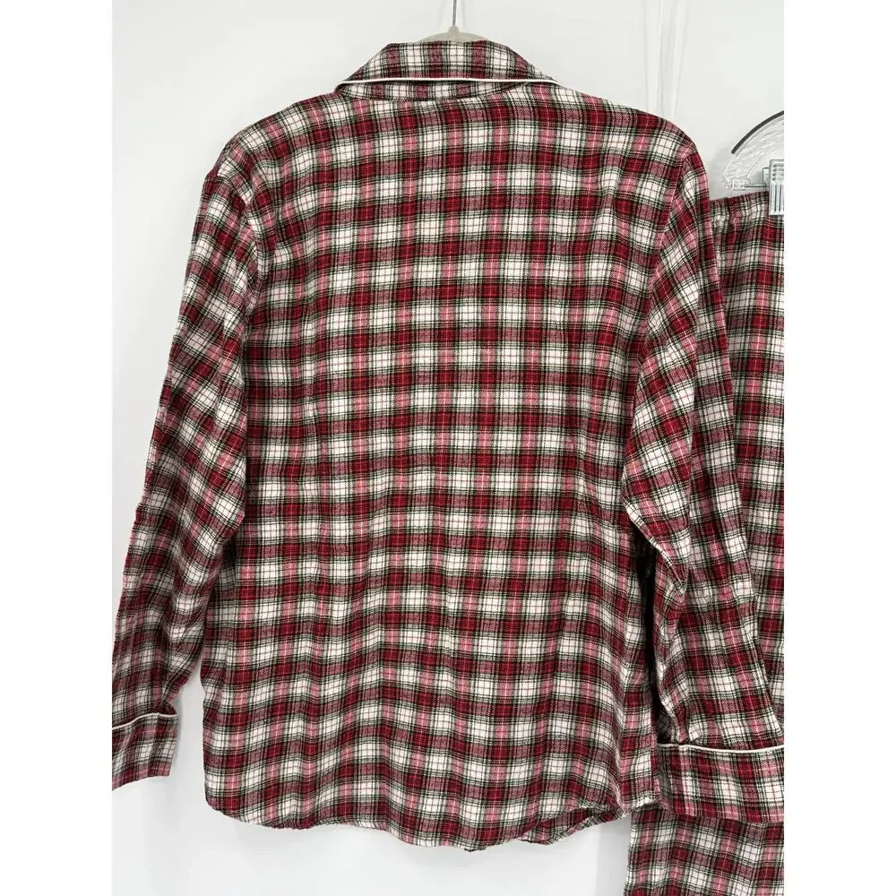 Lauren Ralph Lauren Plaid Cotton Flannel Holiday Christmas Pajama Set Womens XL